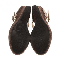 مملوكة مسبقًا Jimmy Choo Brown Mary Jane Espadrilles Sandals Size 38