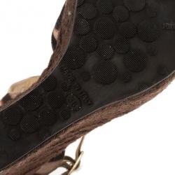 مملوكة مسبقًا Jimmy Choo Brown Mary Jane Espadrilles Sandals Size 38