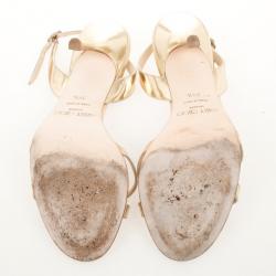 مملوكة مسبقًا Jimmy Choo Gold Indie Crisscross Slingback Sandals Size 38.5