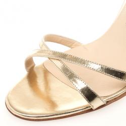 مملوكة مسبقًا Jimmy Choo Gold Indie Crisscross Slingback Sandals Size 38.5