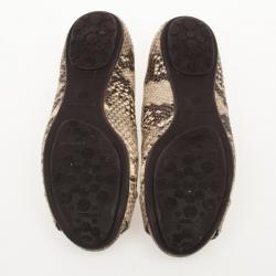 Pre Owned Jimmy Choo Snake Embossed Morse Ballet Flats Size 38