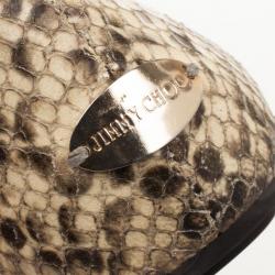 Pre Owned Jimmy Choo Snake Embossed Morse Ballet Flats Size 38