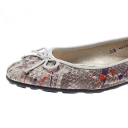 مملوكة مسبقًا Jimmy Choo Python Embossed Bow Ballet Flats Size 36.5