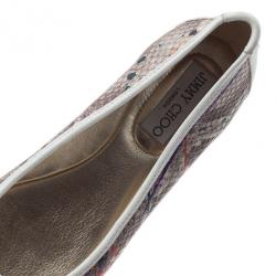 مملوكة مسبقًا Jimmy Choo Python Embossed Bow Ballet Flats Size 36.5