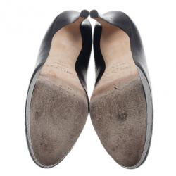 Pre Owned حذاء جيمي تشو جلد سحلية أسود نقوش غائرة مقدمة مرتفعة مقاس 37.5