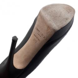 Pre Owned حذاء جيمي تشو جلد سحلية أسود نقوش غائرة مقدمة مرتفعة مقاس 37.5