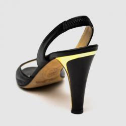 Pre Owned Jimmy Choo Black Leather Open Toe Slingback Sandals Size 38