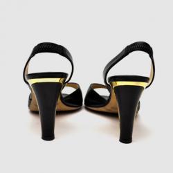 Pre Owned Jimmy Choo Black Leather Open Toe Slingback Sandals Size 38