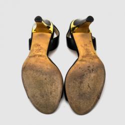 Pre Owned Jimmy Choo Black Leather Open Toe Slingback Sandals Size 38