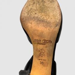 Pre Owned Jimmy Choo Black Leather Open Toe Slingback Sandals Size 38