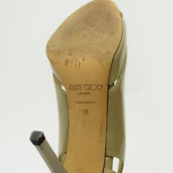 Pre Owned Jimmy Choo Nude Patent Leather Peep Toe Pumps Size 38