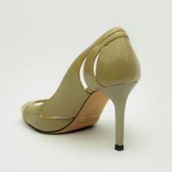 Pre Owned Jimmy Choo Nude Patent Leather Peep Toe Pumps Size 38