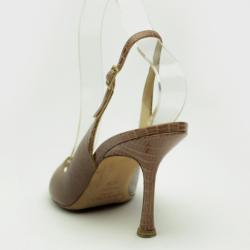 مملوكة مسبقًا Jimmy Choo Brown Watersnake Open Toe Slingback Sandals Size 37.5