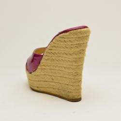 Pre Owned Jimmy Choo Pink Patent 'Phyllis' Espadrilles Wedges Slides Size 35