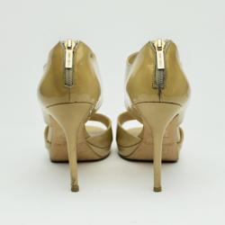 مملوكة مسبقًا Jimmy Choo Nude Patent Leather 'Private' Sandals Size 38