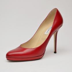 Pre Owned Jimmy Choo Red Leather Aimee Pumps Size 41