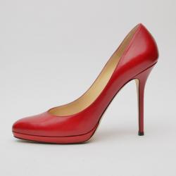 Pre Owned Jimmy Choo Red Leather Aimee Pumps Size 41
