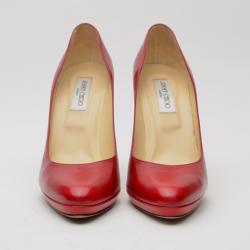 Pre Owned Jimmy Choo Red Leather Aimee Pumps Size 41