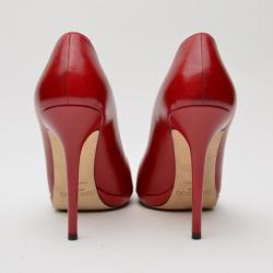 Pre Owned Jimmy Choo Red Leather Aimee Pumps Size 41