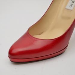Pre Owned Jimmy Choo Red Leather Aimee Pumps Size 41
