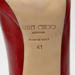 Pre Owned Jimmy Choo Red Leather Aimee Pumps Size 41