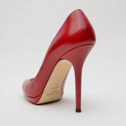 Pre Owned Jimmy Choo Red Leather Aimee Pumps Size 41