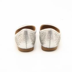 Pre Owned Jimmy Choo Silver Metallic Cut-out Ballerina Flats Size 37