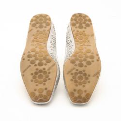 Pre Owned Jimmy Choo Silver Metallic Cut-out Ballerina Flats Size 37