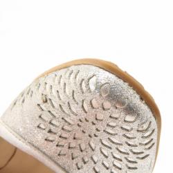Pre Owned Jimmy Choo Silver Metallic Cut-out Ballerina Flats Size 37