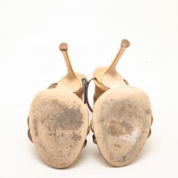 Pre Owned Jimmy Choo Black and Gold Leather Strappy Sandals Size 39