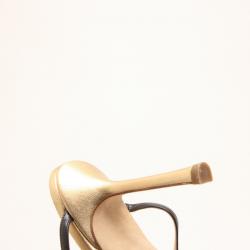 Pre Owned Jimmy Choo Black and Gold Leather Strappy Sandals Size 39