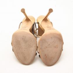 مملوكة مسبقًا Jimmy Choo Black and Gold Leather Strappy Sandals Size 37