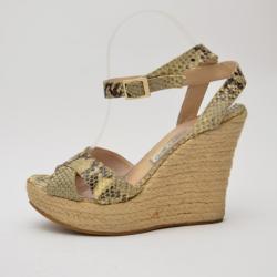 Pre Owned Jimmy Choo Snakskin Espadrille Wedge Sandals Size 40