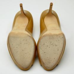 مملوكة مسبقًا Jimmy Choo Snakeskin Nude Patent Peep Toe Pumps Size 39