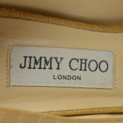 مملوكة مسبقًا Jimmy Choo Snakeskin Nude Patent Peep Toe Pumps Size 39