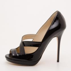 Jimmy Choo Black Patent Leather Gesture Platform Pumps Size 37.5