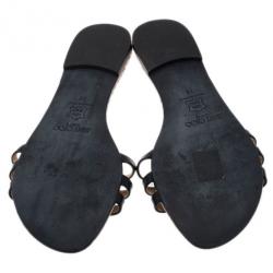 مملوكة مسبقًا Jimmy Choo Black Leather Flat Slides Size 38