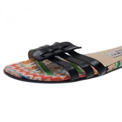 مملوكة مسبقًا Jimmy Choo Black Leather Flat Slides Size 38