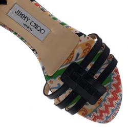 مملوكة مسبقًا Jimmy Choo Black Leather Flat Slides Size 38