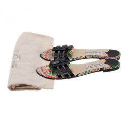 مملوكة مسبقًا Jimmy Choo Black Leather Flat Slides Size 38