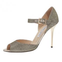 Pre Owned حذاء جيمي تشو ماري جان نسيج براق مقاس 40