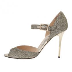 Pre Owned حذاء جيمي تشو ماري جان نسيج براق مقاس 40