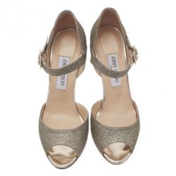 Pre Owned حذاء جيمي تشو ماري جان نسيج براق مقاس 40