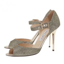 Pre Owned حذاء جيمي تشو ماري جان نسيج براق مقاس 40