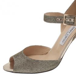 Pre Owned حذاء جيمي تشو ماري جان نسيج براق مقاس 40