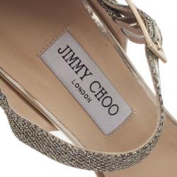 Pre Owned حذاء جيمي تشو ماري جان نسيج براق مقاس 40