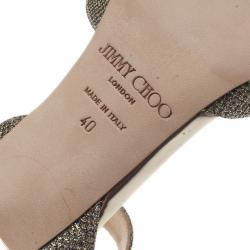 Pre Owned حذاء جيمي تشو ماري جان نسيج براق مقاس 40
