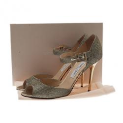 Pre Owned حذاء جيمي تشو ماري جان نسيج براق مقاس 40