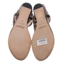 Pre Owned Jimmy Choo Beige Suede Cutout Gladiator Flat Sandals Size 37.5