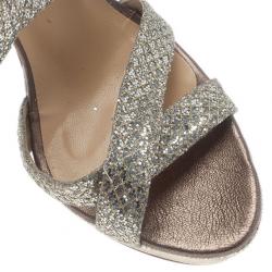 Pre Owned حذاء جيمي تشو نعل سميك مقدمة فضي براقة مقاس 39